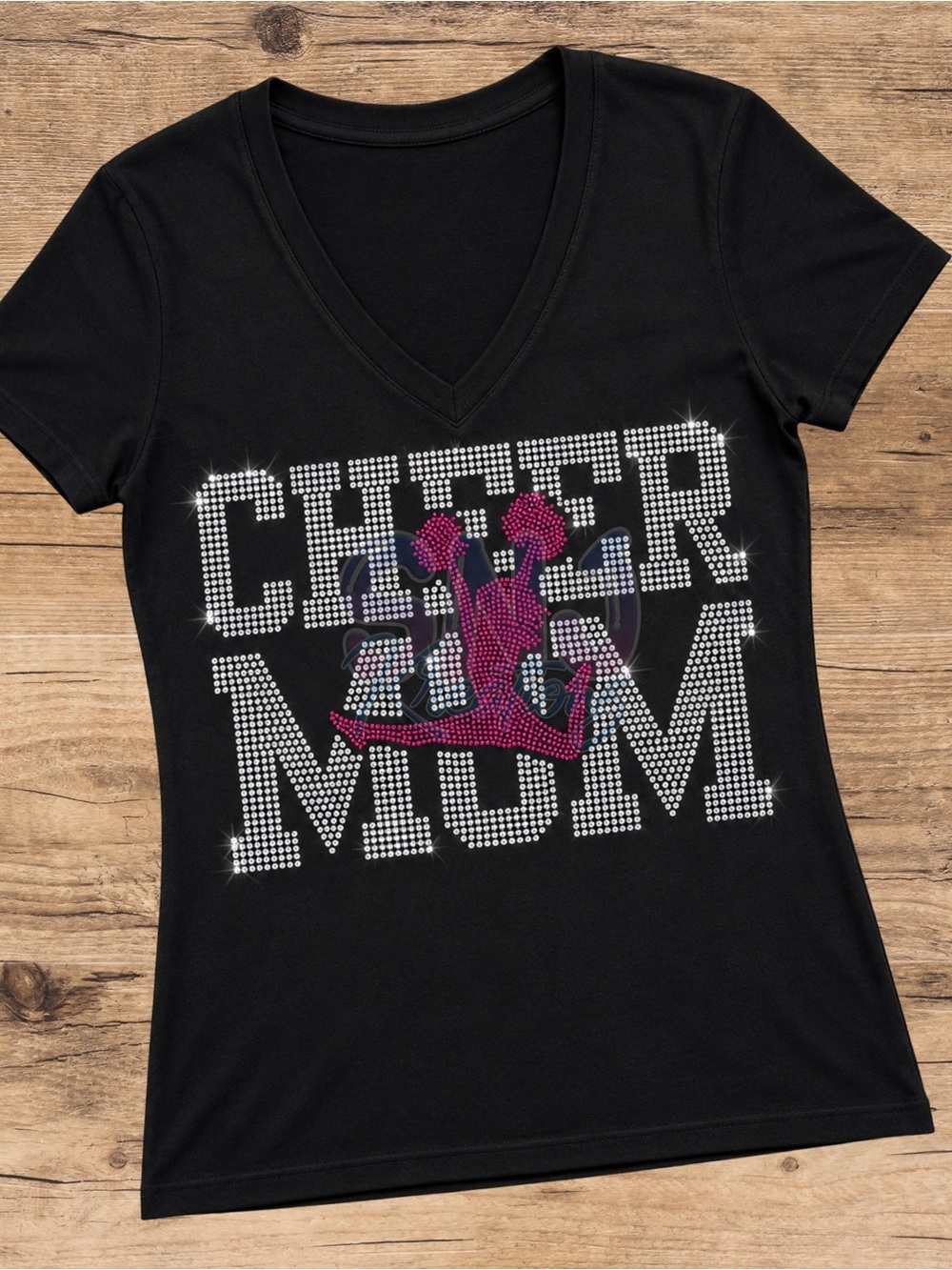 Cheer Mom Bling V-Neck Tee
change the colors? Send message before purchasing.